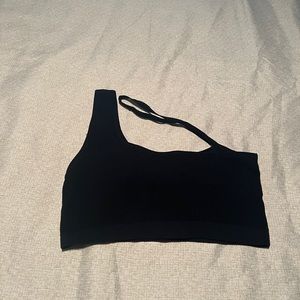 Black one shoulder sports bra